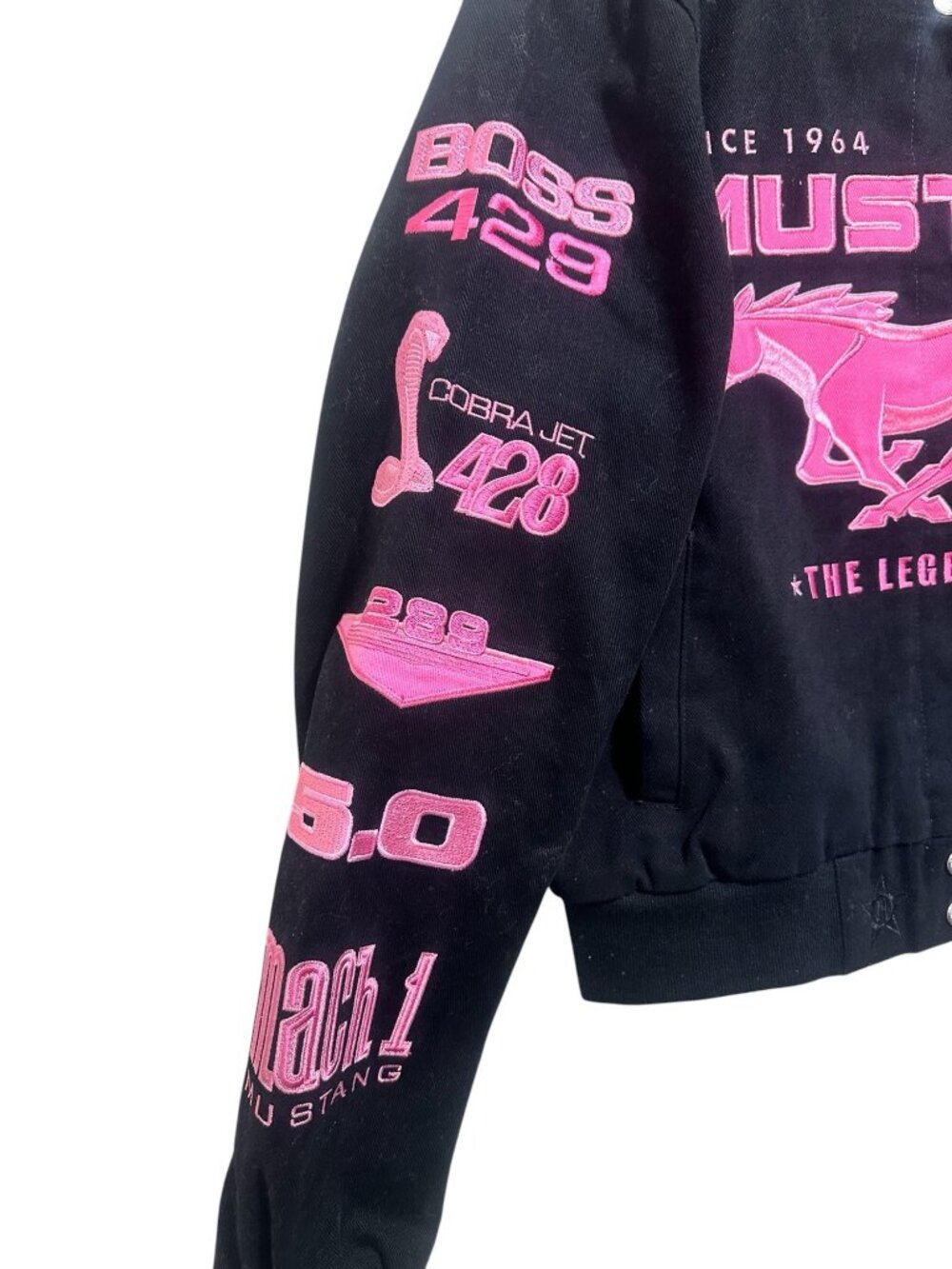 JH Design Ford Mustang Racing Jacket Womens Medium Embroidered Heavy Canvas Y2K - Picture 10 of 16